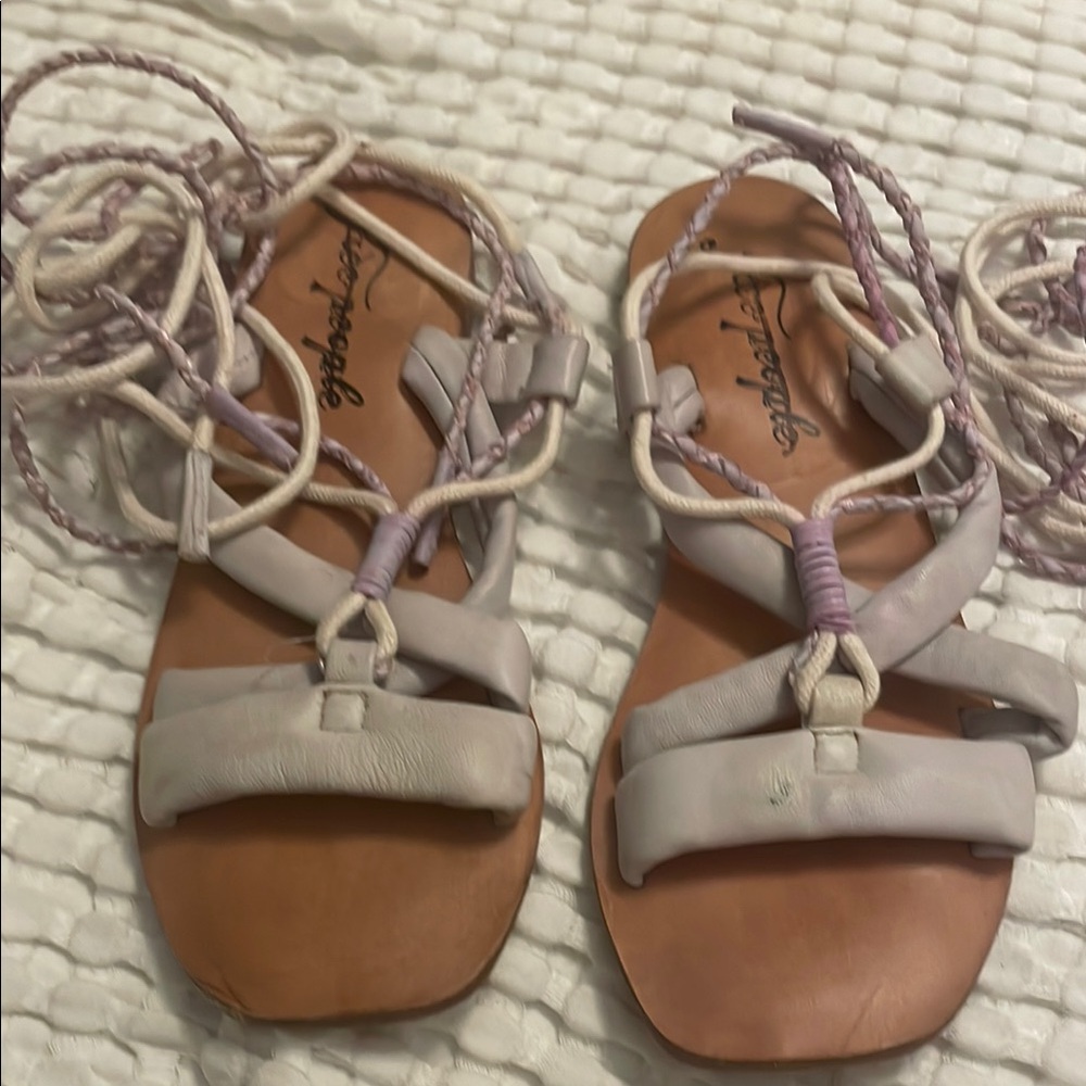 Free People Purple Lace-Up Sandals